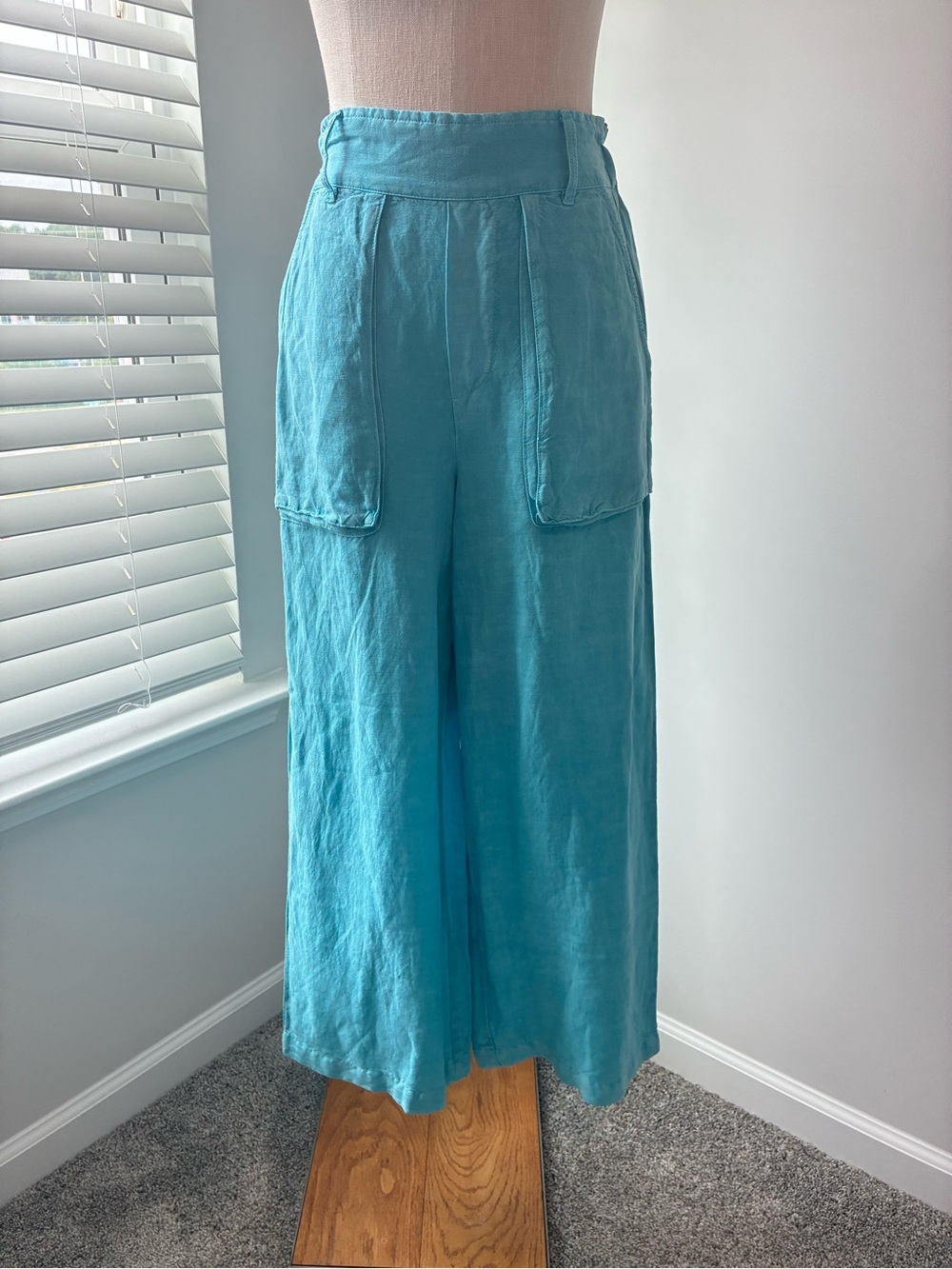 Young Fabulous & Broke Women's Linen-Blend Blue Wide Leg Pants